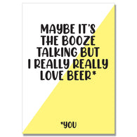 I Really Love Beer Split Colour Card